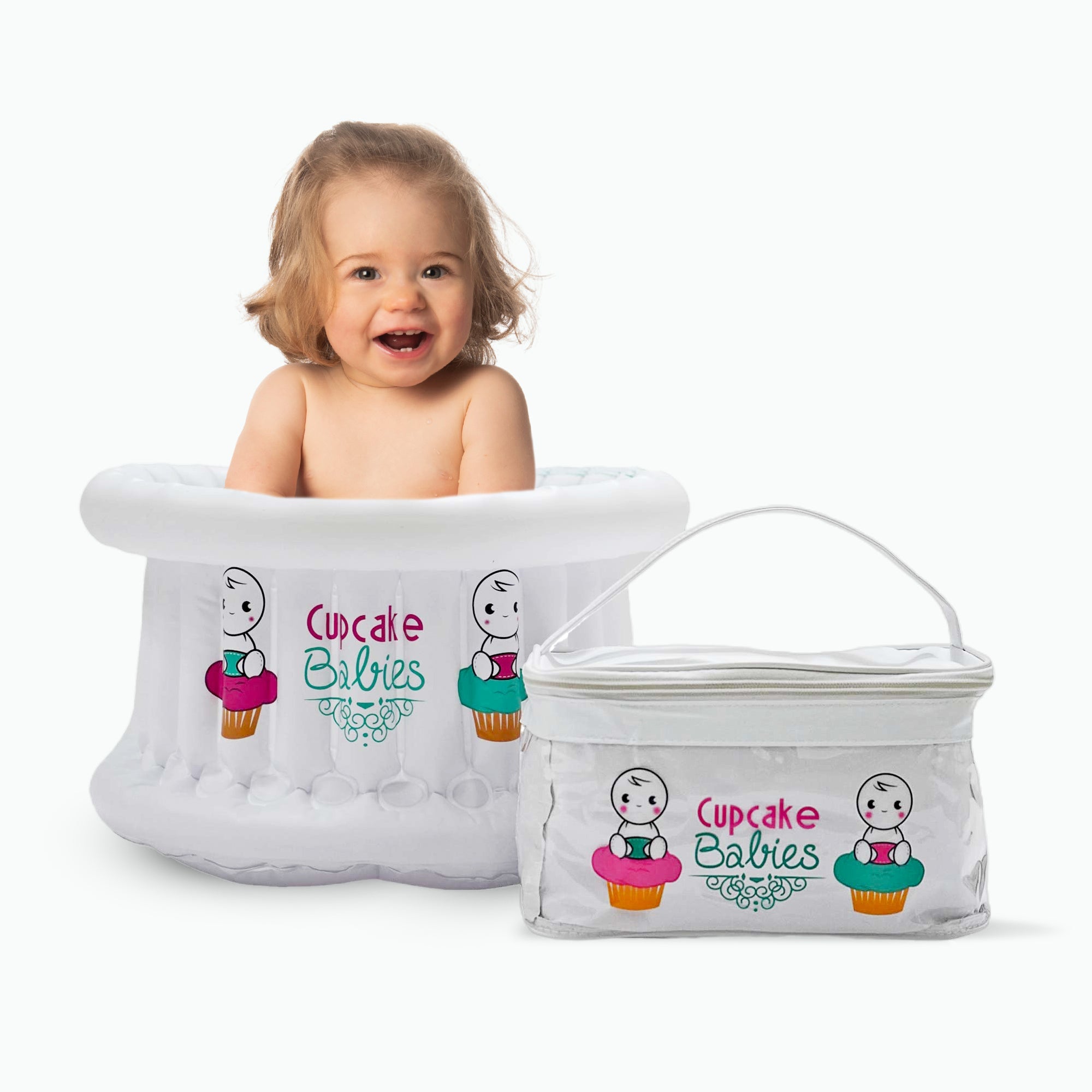 Easy Pack : Inflatable Small Cupcake Babies Bath for babies from birth up to 1 year + inflator + duck My Store